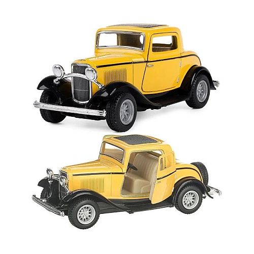 Машинка металева Kinsmart 1:34 1932 Ford 3-Window Coupe KT5332W / Жовтий