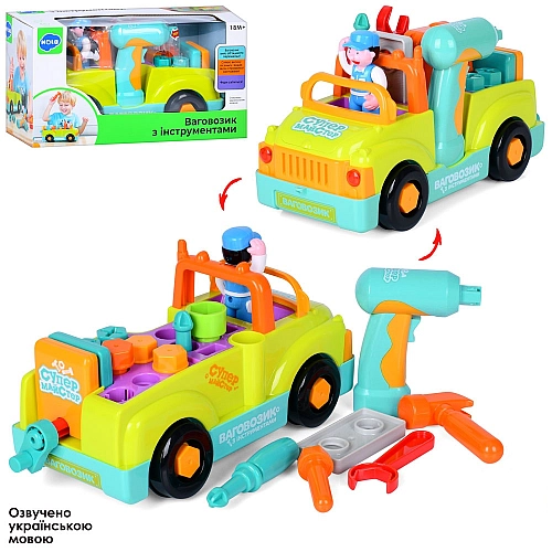 Музыкальный Автомобиль-Конструктор Ваговозик с инструментами HOLA 6109