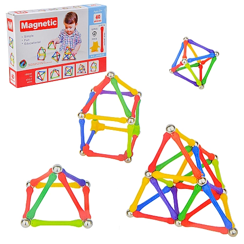 Конструктор магнітний JH8943, 40 деталей – розвиток творчості та логіки дітей!