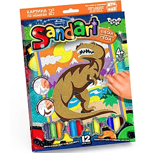 Картина цветным песком и глитером по номерам Фреска Sand Art Динозавр SA-01-08