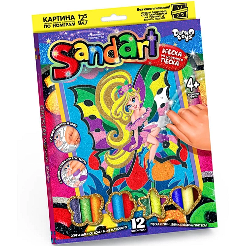 Картина цветным песком и глитером по номерам Фреска Sand Art Фея SA-01-10