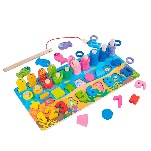 Деревянный Сортер MD 1926 с Магнитной Рыбалкой для Детей