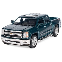 Машинка металлическая Kinsmart 1:46 2014 Chevrolet Silverado инерционная, двери и багажник открываются KT5381W / Зеленый
