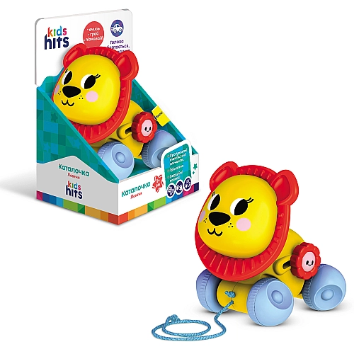 Каталочка Kids Hits Лев з рухливою головою та шнурком для тягнення KH22/002
