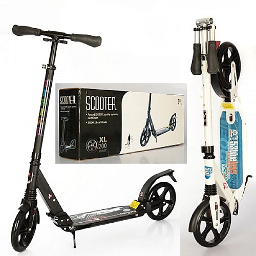 Білий самокат Urban Scooter 200 Pro: складаний, амортизатори, колеса 200 мм