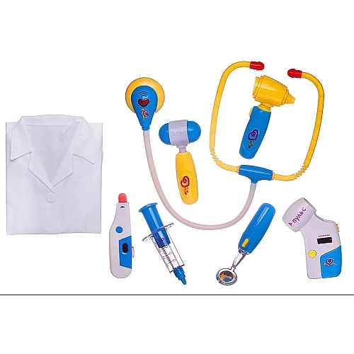 Набор врача, 8 предметов с халатом, световые и звуковые эффекты 9911B