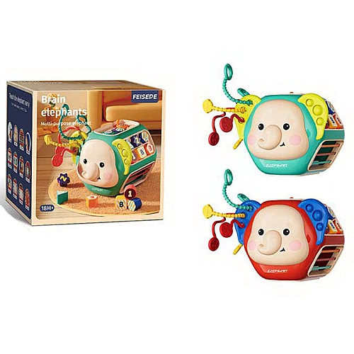 Сортер монтесорі 12в1 музична розвиваюча тактильна бізіборд іграшка Слон 919-1 (Червоний)