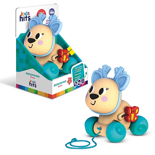 Каталочка Kids Hits Олень з рухливою головою та шнурком для тягнення KH22/003