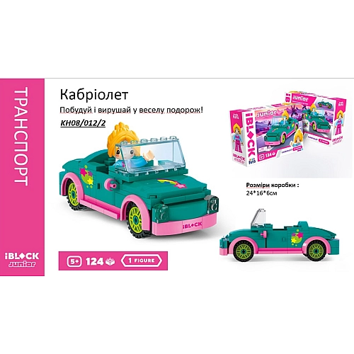 Конструктор Kids hits IBLOCK JUNIOR Кабріолет, 124 деталі KH08/012/2