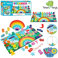 Дерев'яна іграшка Сортер Монтессорі Веселка Вкладиші із магнітною рибалкою MD1647