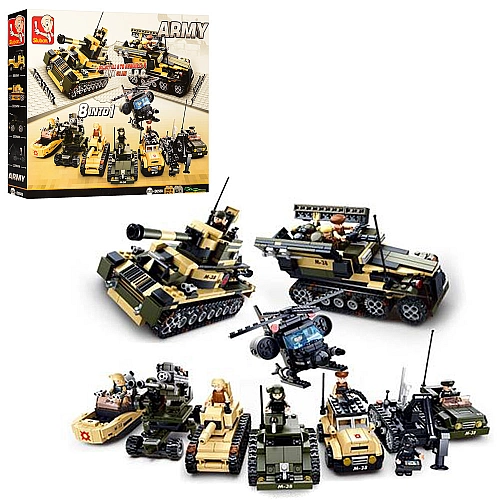 Конструктор Sluban Армія 8в1: Військова техніка, 928 дет.