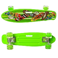 Пенні борд із PU колесами з підсвіткою, салатовий з дизайном 0749-6-8