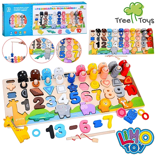 Дерев'яна іграшка Багатофункціональна дошка рамка вкладиш сортер Монтессорі MD 0820