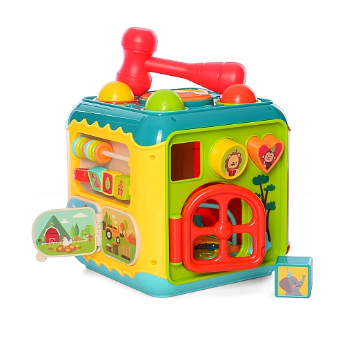 Многофункциональный центр 8 в 1 "МегаБизи-Куб с молотком" | звуковые эффекты (HE0533)