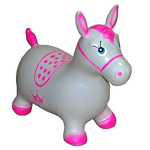 Стрибун Конячка, дитяча надувна розвиваюча іграшка-тренажер MS0373 Сірий/рожевий