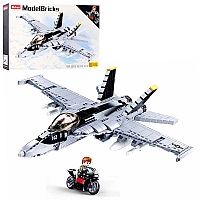 Конструктор SLUBAN Военный Самолет Истребитель 682 детали M38-B0928