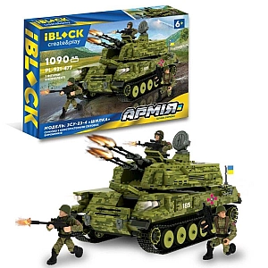 Конструктор IBLOCK Армія, ЗСУ-23-4 «Шилка», 1090 деталей, 3 фигурки PL-921-477