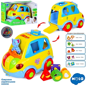 Розвиваюча музична іграшка для малюків Машинка Сортер Автошка Hola 9198UA