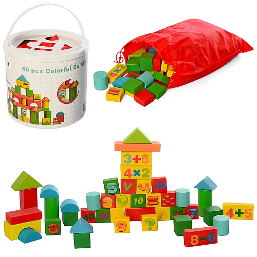 Деревянные кубики "Городок" для малышей – 50 деталей для творческой игры MD2279