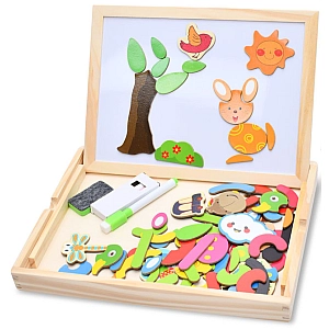 Деревянная магнитная двусторонняя доска для рисования MD0815B