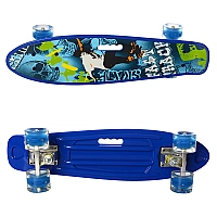 Пенні борд із PU колесами з підсвіткою, синій з дизайном 0749-6-7