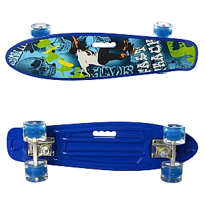 Пенні борд із PU колесами з підсвіткою, синій з дизайном 0749-6-7