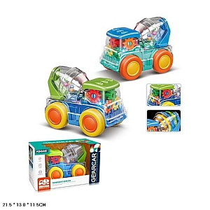 Машинка музична M03-A прозорий корпус, кольорові внутрішні деталі, 2 кольори мікс, короб. 21, 5*13*11, 5см