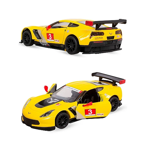 Машинка металлическая Kinsmart 1:36 Corvette C7.R Race Car 2016, Желтый (KT5397W)