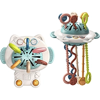 Розвиваюча брязкальце тягучка прорізувач Шнурочки Кіт/ Бізіборд іграшка 888-5