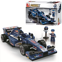 Конструктор Sluban M38-B0353 Синій гоночний автомобіль, серія "Автогонки", 287 деталей 2 мініфігурки
