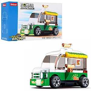 Конструктор SLUBAN M38-B0933A кафе на колесах, інерція, 54дет, в коробці, 14-9,5-4,5см