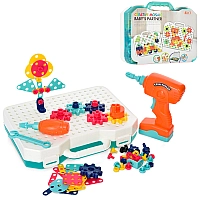 Конструктор мозаїка з шуруповертом на батарейках, 237 деталей N5014