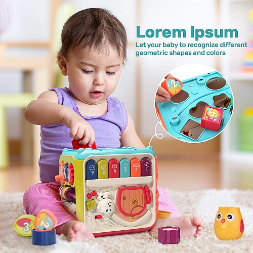 Розвиваюча іграшка для малюків Ігровий центр 6в1 Куб-сортер FT 0029 AB