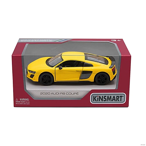 Металлическая машинка Kinsmart 1:36 2020 Audi R8 Coupe, инерционная, Желтая, KT5422W