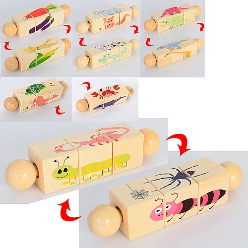 Деревянные пазлы с животными и насекомыми MD1796