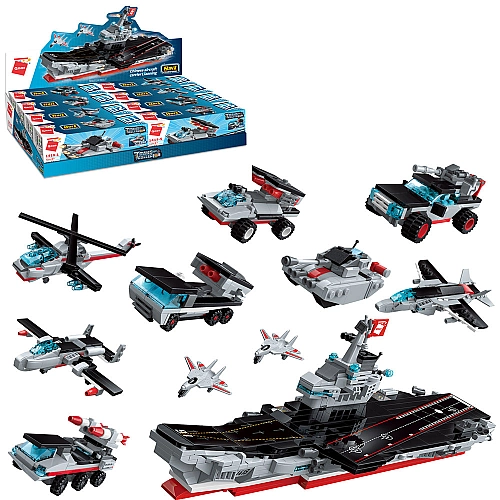 Конструктор Qman 8в1 Авіаносець 678 деталей: Бойова техніка
