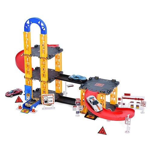 Детский игровой паркинг Light Music 0908-70A со звуком, светом, 3 уровня, 4 машинки