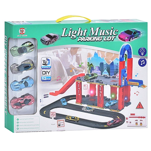 Детский игровой паркинг Light Music 0908-75A со звуком, светом и 4 машинками