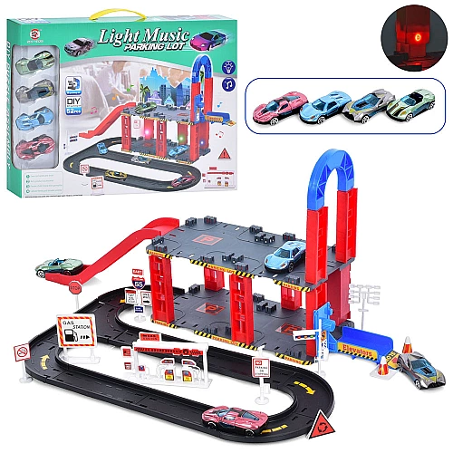 Детский игровой паркинг Light Music 0908-75A со звуком, светом и 4 машинками