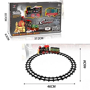 Залізничний набір Локомотив із димом, звуком і світлом для дітей 2055-4