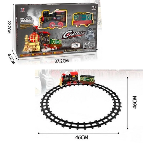 Залізничний набір "Локомотив із димом, звуком і світлом" для дітей 2055-4