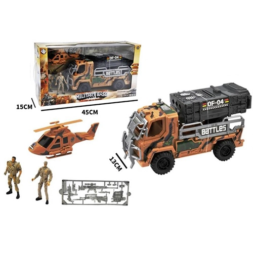 Набір з транспортом 1828-110E машина 32см, гелікоптер (звук, світло), солдати