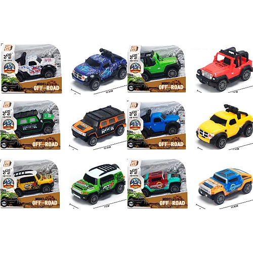 Джип 7127AEJNRY 1:43, інерція, 11см, гумові колеса, 6 видів, в кор-ці, 13-9-7,5см