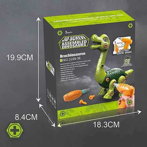 Винтовой конструктор с дрелью и отверткой "Собери своего динозавра" 3169-36
