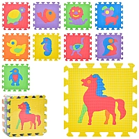 Кольоровий килимок пазл 'Фауна планети', морські і сухопутні тварини 10 деталей, 30-30см, M 0376-1