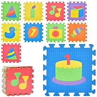 Килимок Мозаїка M 0385, EVA, дитячий, 10 деталей, 30-30см, пазл, в кульці, 30-30-8см