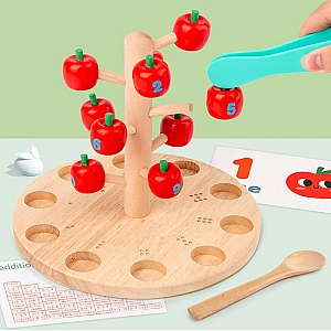 Дерев'яне іграшка для навчання за методом Монтессорі 2710 Яблучне Дерево Рахунку: Забавки з Числами