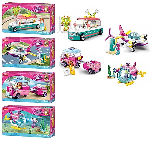 Комплект конструкторів Sluban Girls Dream M38-B0921ABCD серія Транспорт, 4 в 1 (461 деталь)