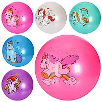 М'яч дитячий MS 3507 (120шт) 9 дюймів, малюнок(єдиноріг), 60г, 6 кольорів, 6 видів