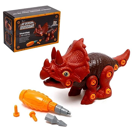 Конструктор гвинтовий «Трицератопс», зібраний на гвинтах з викруткою та шуруповертом 3169-34